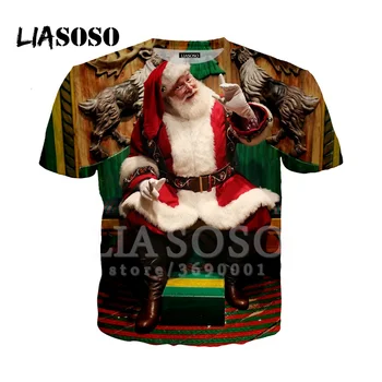 LIASOSO 3D Spausdinimo Moterų, Vyrų Kalėdų Santa Claus Mielas Elnias Gofts Sniego Marškinėlius Vasaros T-shirt Harajuku Streetwear X2820