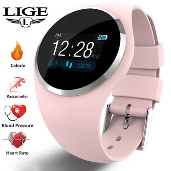 LIGE Smart Watch Moterų Sporto Fitness tracker Pedometer Smartwatch Širdies ritmo monitorius Fiziologinių Reminde Vandeniui Smart Grupė
