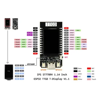 LILYGO® ESP32 TTGO T-Ekranas, WiFi Ir Bluetooth Modulį Plėtros Taryba Arduino 1.14 Colių LCD ESP32 Kontrolės Valdyba