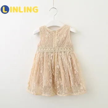 LINLING 2020 Naujausias Merginos Nėrinių Tinklelio Suknelė Bamblys Kūdikių Išskirtinį Rankovių Princesė Suknelė Vasaros Vaikų Drabužių P145
