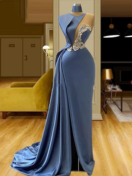 LORIE arabų Vakaro Suknelės KRIŠTOLO Karoliukai Satino Dubajus Abiye Oficialų Prom Šalis, Chalatai 2021 Seksualus Vieną Petį Garsenybių Suknelės