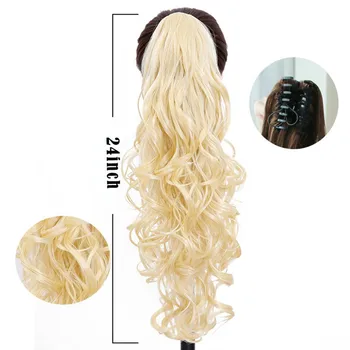 LUPU Ilgi Garbanoti plaukai surišti į uodegą Letena Sintetinių Gamtos Netikrų Plaukų Įrašą Plaukų priauginimas Moterims, Atsparus Karščiui Hairpieces
