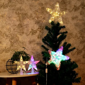 Led Naujų Kalėdų eglutės viršaus šviesos, žvaigždės šviesos eilutę baterija, dėžutė, penkių žvaigždučių kalėdinė dekoracija mažos spalvų šviesos
