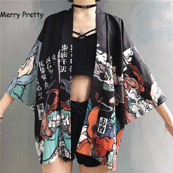 Linksmų Gana Kimonos moteris Japonų kimono megztinis cosplay marškinėliai palaidinė moterims Japonijos yukata moterų vasaros paplūdimio kimono