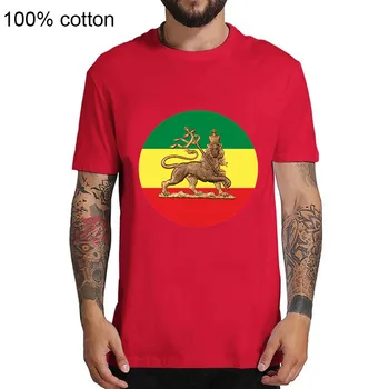 Liūtas iš Judo Rastafari Vėliavos Reggae Šaknys T Marškinėliai vyrams Etiopija Judo T-Shirt Homme Funky Cool vasaros Afrikoje Liūtas Karalius marškinėlius