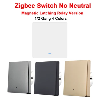 Lonsonho Tuya Zigbee Smart Switch Nėra Neutralūs ES 220V Magnetinio Latching Relay Belaidžio Šviesos Jungikliai Paramos Zigbee2Mqtt