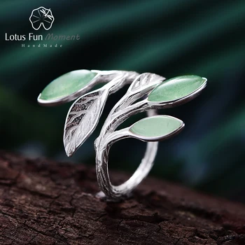 Lotus Įdomus Momentas, Nekilnojamojo 925 Sterlingas Sidabro Natūralaus Akmens Kūrybinio Dizainerio bižuterijos Pavasario Ore Palieka Moteris Žiedai