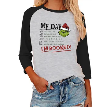 MANO DIENA I ' am UŽSAKYTAS pr Kalėdų Išvakarėse Marškinėliai Juokinga Grinch Veido Grafinis Tees Moterų Raglan Rankovėmis Atsitiktinis Harajuku Rudenį T-shirt