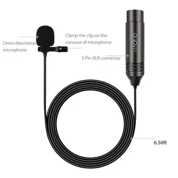 MAONO XLR Lavalier Microphone Metalo Clip-on Kondensatoriaus Atvartas Mic Marškinių Apykaklės Mikrofonas, skirti vaizdo Kameros 