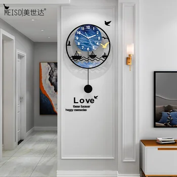 MEISD Sieninis Laikrodis Švytuoklinis Laikrodis Šiuolaikinės Silent Kabinti Kvarco Žiūrėti Kambarį Namų Dekoro Horloge Mėlyna Paveikslų Nemokamas Pristatymas