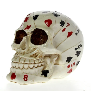 [MGT]Poker Face Tatuiruotės Kaukolė Lošimų Skeletas Ace Kortelės Helovinas Siaubo Apdailos Kaukolė Lošėjas Kortos Statulėlės Statula