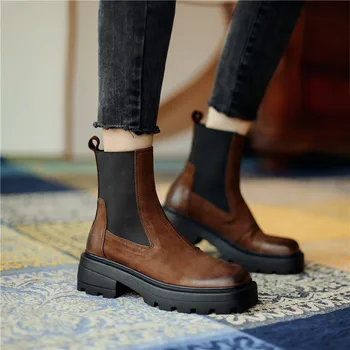 MORAZORA natūralios odos batus storais kulnais aikštėje kojų maišyti spalvas, ponios batai rudens-žiemos batai moterims