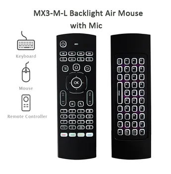 MX3 MX3-L Apšvietimu Oro Pelės T3 Pažangaus Voice Nuotolinio Valdymo 2.4 G RF Belaidė Klaviatūra, Skirta X96 mini KM9 A95X H96 MAX Android TV Box