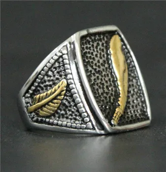 Mados Kietas, Auksinis Peilis Žiedas 316L Nerūdijančio Plieno Mens Žiedas Juosta Šalies Naujų Lapų Mados Žiedai