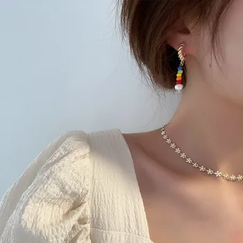 Mados asimetriškas auskarai moterims, papuošalų 2020 spalvingos puošnios gėlavandenių perlų hip-hop priedai hipoalergicznych boho dovana