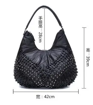 Mados natūralios odos moteriškos rankinės, avikailio kniedės moterų rankinės daugiafunkcinis moterų pečių krepšys