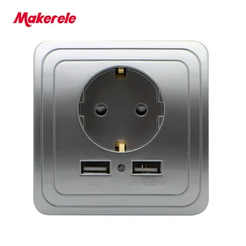 Makerele Maitinimo Lizdo ES Standartas 16A 250V Lizdą su 5V 2A dual USB jungtys 86type