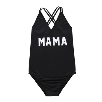 Mama, Mama Kūdikių Plaukimo Kostiumas Vasaros 2020 Juodas Kaip Mama Laiškas Spausdinti Motina ir Dukra Maudymosi Šeimos bikini rinkiniai