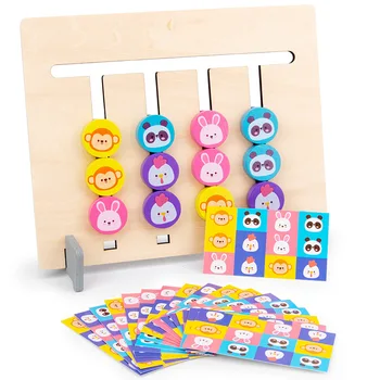 Mediniai Montessori Žaislas Keturių Spalvų/ Vaisių Dvipusis Atitikimo Žaidimas Loginiu Mąstymu Mokymo Vaikams mokomieji Žaislai Vaikams