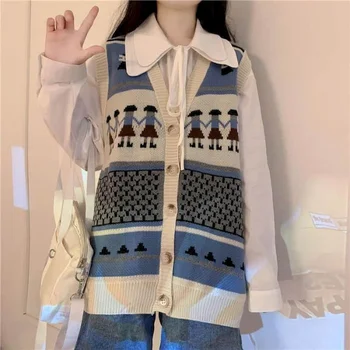 Megzti megztinis liemenė liemenė striukė moterims rudens ir žiemos modeliai Japonų dizaino prasme ilgomis rankovėmis marškinėliai, dviejų dalių kostiumas/bendrosios
