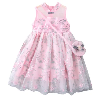 Merginos, siuvinėta suknelė 2020 m. nauja baby girl tinklelio, be rankovių suknelės, mergaitė, princesės gimtadienis suknelė vaikų kostiumas 3-10Year