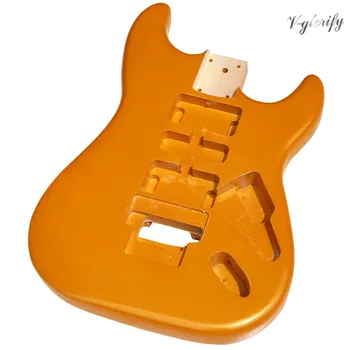 Metalo tamsesnės aukso spalvos atrodo tamsesnės geltonos Floyd Rose ST elektrinė gitara kūno gamyklos produktas liepų