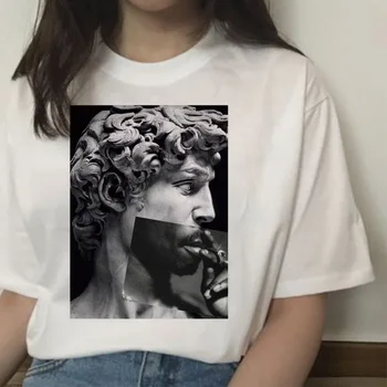 Mikelandželas david rankas spausdinti moterų marškinėliai t-shirt marškinėlius femaale drabužius estetinės harajuku ulzzang grafinis 90-ųjų vasarą viršų
