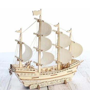 Ming Dinastija Prekybininkų Laivas Lazerio Pjovimo burlaivio 3D Mediniai Žaislai Vaikams Galvosūkiai Asamblėjos Medienos Rinkiniai, Stalo Apdailos