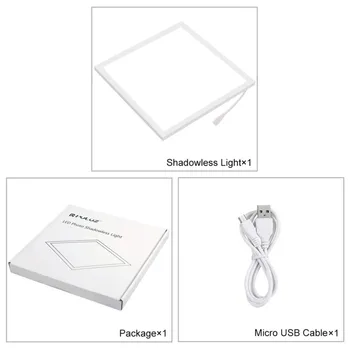 Mini LED Blykste Shadowless Apačioje Šviesos 22.5 cm Šešėlis-nemokama Šviesos Lempa Skydelyje Padas 20cm Foto Studija Dėžutę
