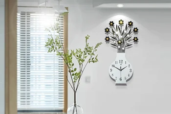 Modernus Dizainas, Gėlių Sieninis Laikrodis Meno Kambarį Kūrybos Sieniniai Laikrodžiai, Aukso Metalo Lakštų Apdaila Reloj Sumalti Namų Dekoro AF50WC