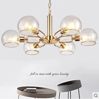 Modernus minimalistinis kaustytomis geležies danga creative magic bean liustra E14 pusapvalės stiklo lempų gaubtų kambarį apšvietimo lemputė