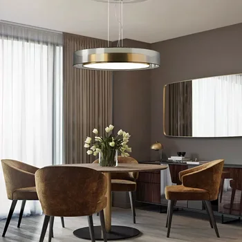 Modernus nordic dizainas lempos LED šviestuvo stiklas Paprastas atmosfera žiedas, pakabukas apšvietimo Gyvenimo kambario, miegamasis žalvario liustra