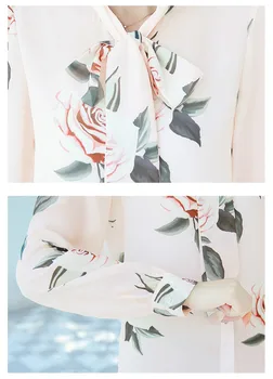 Moterims topai ir palaidinės mados 2021 gėlių spausdinti šifono OLIS moteriški marškinėliai laivapriekio palaidinė drabužiai, marškinėliai feminina blusas 0887 40