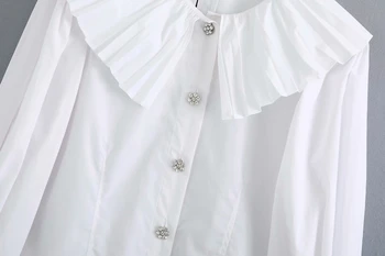 Moterų Balti Marškiniai 2020 M. Rudenį Naujų Mados Ilgomis Rankovėmis Palaidinė Preppy Mergina Marškinėliai