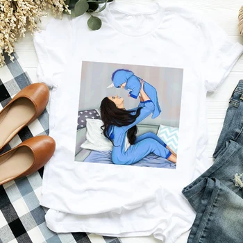 Moterų Marškinėliai Meilės Animacinių filmų Spausdinimo 90s Vaikas Baby Mama Drabužių Mama Mama Ponios Grafika Atspausdinta Tee Viršuje Marškinėlius Moterų marškinėliai