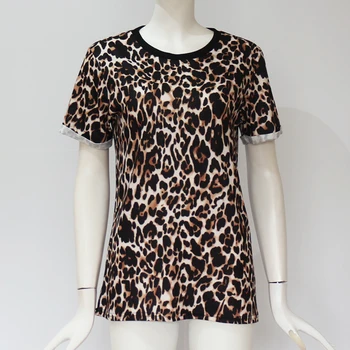 Moterų Vasaros Marškinėliai 2021 Mados Leopard Marškinėliai Trumpomis Rankovėmis Atsitiktinis Viršūnes Trišakiai Plius Dydžio Seksualus Streetwear T-Shirt Camisas Mujer