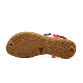 Moterų sandalai 2021 karšto pu open toe flat vasaros bateliai moteris mados string granulių sandalai moterims, batai etninės moterų batai