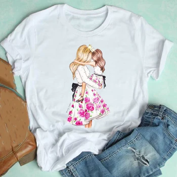 Moterų trumpomis Rankovėmis Vasarą, Pavasarį Mujer Camisetas 2021 Animacinių filmų Mama Mama Drabužius Spausdinti Marškinėlius Moterų Tee Viršuje Grafinis T-shirt