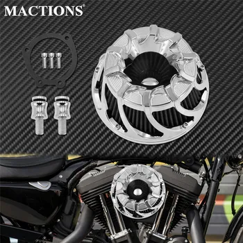 Motociklo CNC Oro Filtro Įsiurbimo Švaresnis Pilka Elementas Harley Turistinis Softail Dyna Sportster XL 883 1200 48 Street Glide