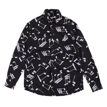 Muzikos Atspausdintas vyriški Marškiniai Japonijos Streetwear ilgomis Rankovėmis Marškinėliai Prarasti Camisas Hombre Mens Marškinėliai Polka Dot Palaidinė