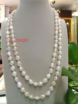 NAUJAS Natūralių gėlavandenių perlų 8-9 mm barlow nereguliarus balta rausva, violetinė karoliai 48 cm