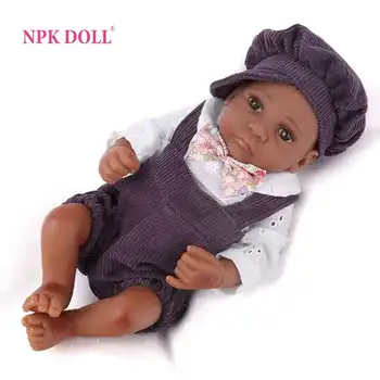NPKDOLL 10 Colių Mini Reborn Lėles Tikroviška Afrikos Amerikietis Berniukas Kūdikis Reborn Realus Silikono Kūdikių Lėlių, Žaislų, Vaikiškų