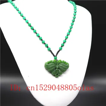 Natūrali Žalioji Kinijos Jade Pakabukas Drugelis Karoliukai Karoliai Mados Žavesio Žadeito Papuošalų, Išraižytas Amuletas Dovanas Moterims Vyrai