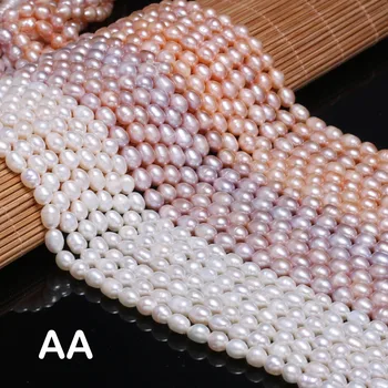 Natūralūs Gėlavandenių Perlų Karoliukus, Ryžių Formos Reitingas AA Prarasti Granules, Rožinė, Violetinė Balta 