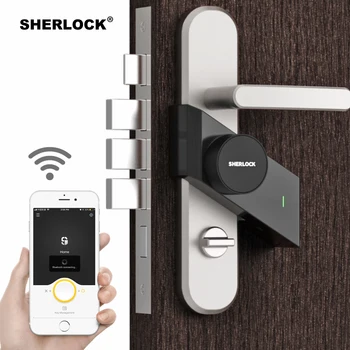 Nauja Juoda Šerlokas S2 Smart Durų Užraktas Namų Keyless Užraktas Lengvas Montavimas Elektroninės Durų Belaidžio App 