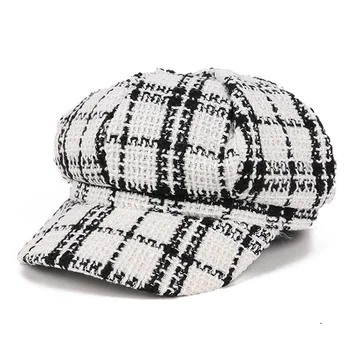 Nauja Rudens Žiemos Skrybėlės Moterims Kietas Paprasto Aštuoniakampis Newsboy Kepurės Vyrų Ponios Atsitiktinis Vilnos Skrybėlę Žiemos Beretė Moterų Dailininko Bžūp