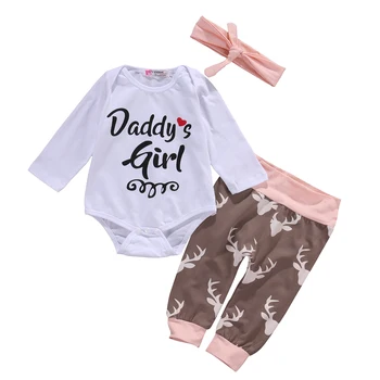 Naujas 2016 mados kūdikių, mergaičių drabužiai, kūdikių drabužiai nustatyti Baby Girl Drabužiai Romper Kelnes Bodysuit Komplektus Set+Lankelis