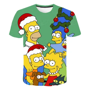 Naujas 3D spausdinimo anime Simpsonų Kalėdų vyrų, moterų ir vaikų marškinėliai T-shirt Harajuku stiliaus vyrų ir moterų su sam