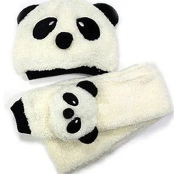 Naujas Baby Vaikų Skrybėlę Rudens ir Žiemos Vilnos Skrybėlę Vaikų Mielas Animacinių filmų Panda Skrybėlę, Šaliką Rinkinys