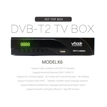 Naujas K6 DVB-T2, DVB-T Palydovinis HD Imtuvas Skaitmeninis TV Imtuvas Receptorių MPEG4 DVB T2 H. 265 Antžeminės TELEVIZIJOS Imtuvas DVB T Set-Top Box